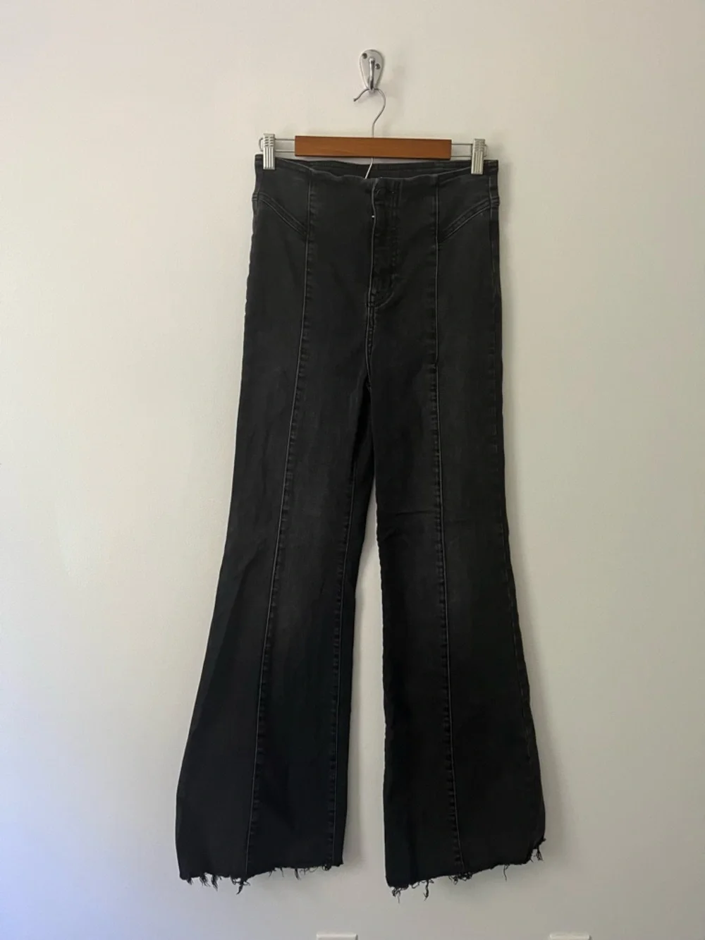 We The Free People Curvy High Rise Flare Festival Hippie Jeans Black 28